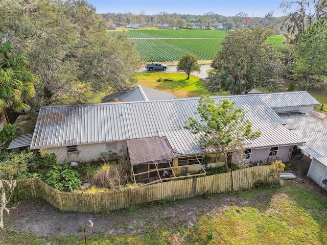 bird's eye view featuring a rural view