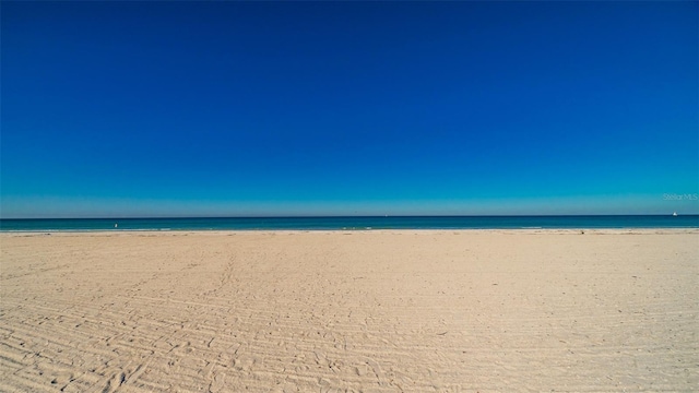 view of water feature with a beach view