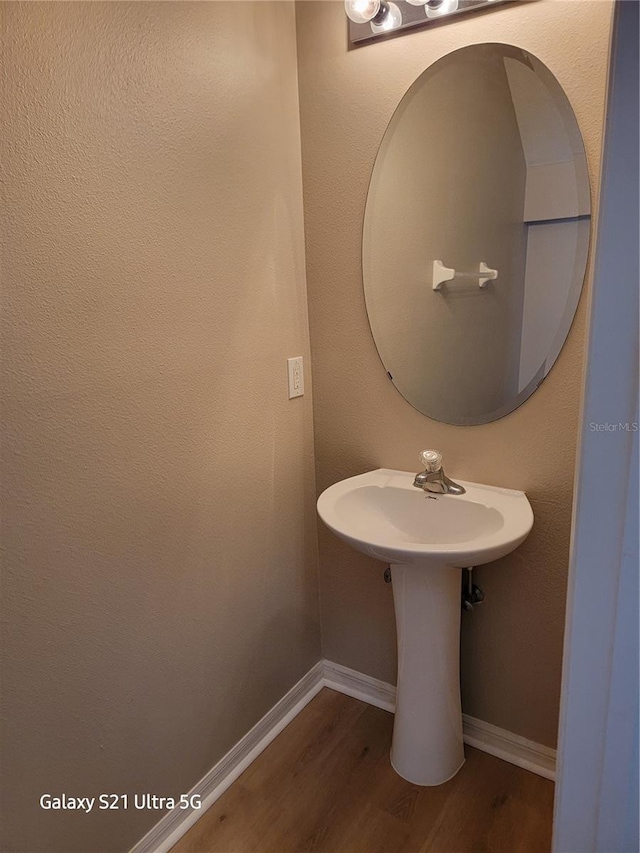 bathroom featuring wood-type flooring