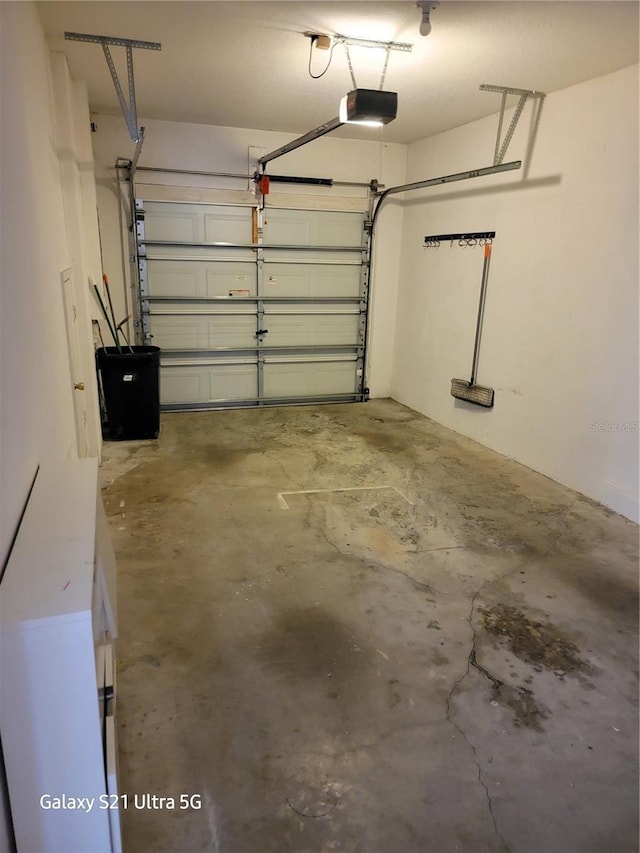 garage with a garage door opener