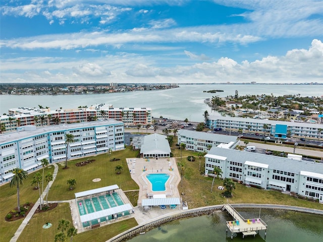 bird's eye view featuring a water view