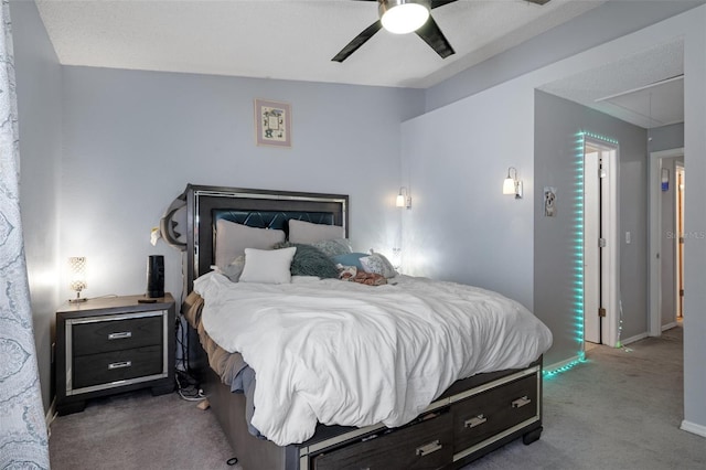 bedroom with carpet and ceiling fan