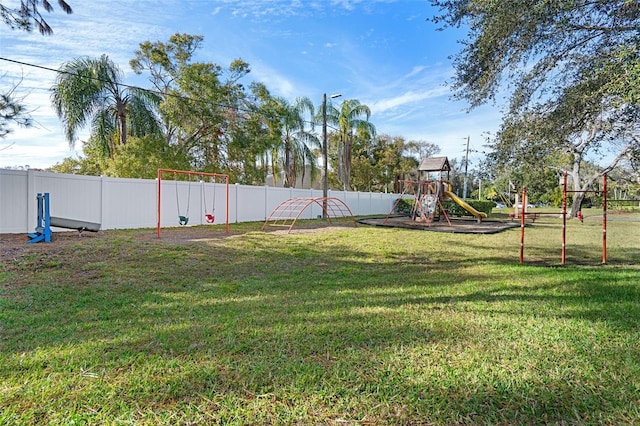 view of yard featuring a playground