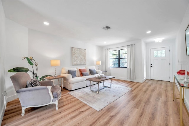 living room featuring light hardwood / wood-style floors