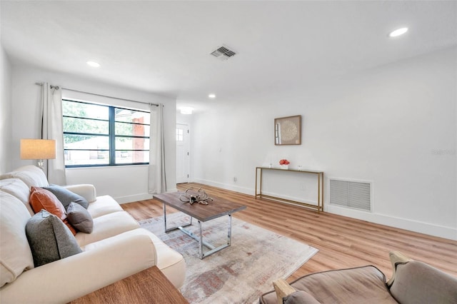 living room featuring light hardwood / wood-style flooring