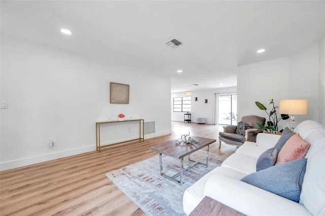 living room featuring light hardwood / wood-style flooring