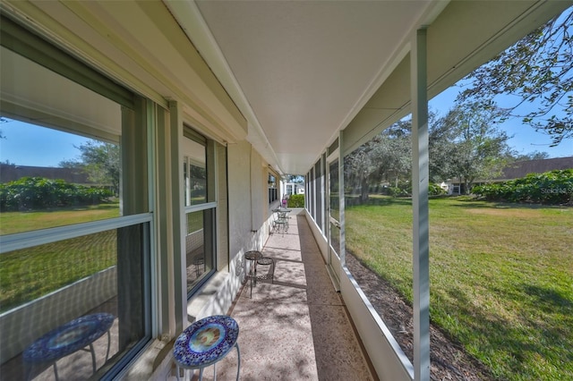 view of unfurnished sunroom