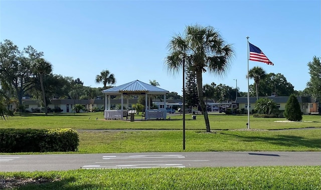 surrounding community featuring a yard and a gazebo