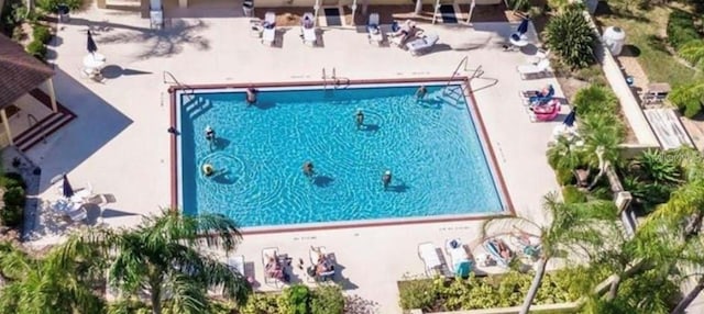 view of swimming pool featuring a patio area