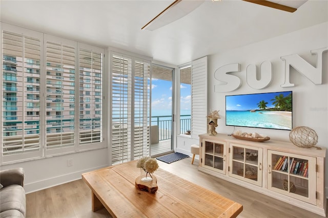 living room with hardwood / wood-style flooring