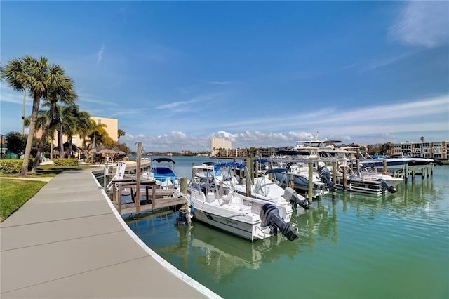 view of dock featuring a water view