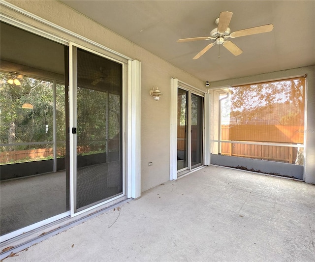 view of patio / terrace featuring ceiling fan