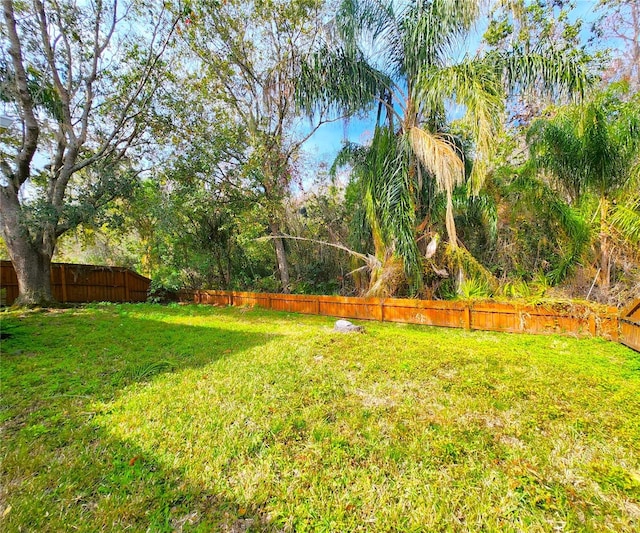 view of yard featuring a fenced backyard