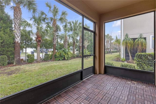 view of unfurnished sunroom