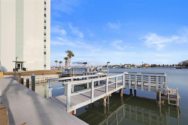 view of dock featuring a water view