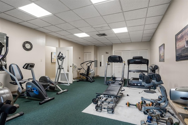 gym with a drop ceiling