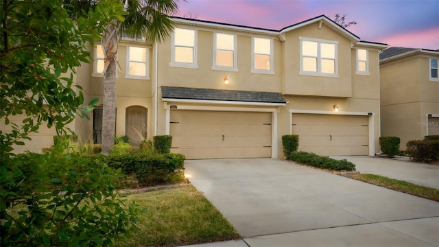 view of property with a garage