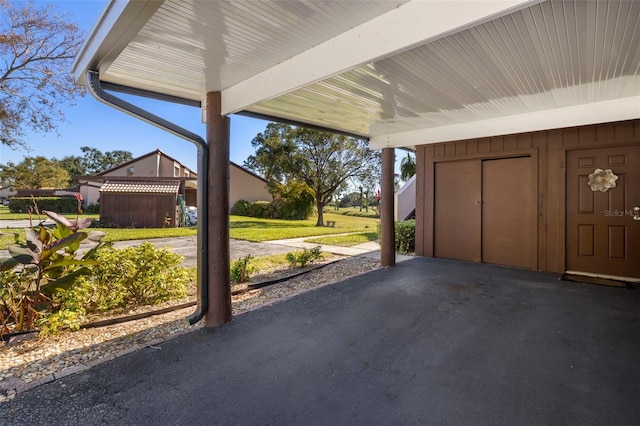 view of patio featuring a carport