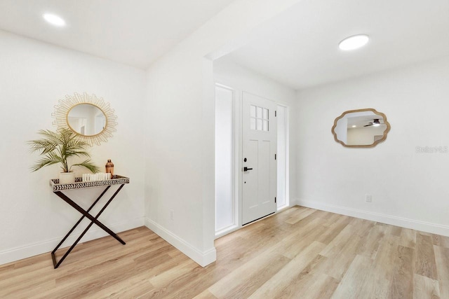 entryway with light hardwood / wood-style flooring