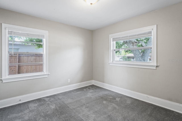 spare room featuring a healthy amount of sunlight and carpet flooring