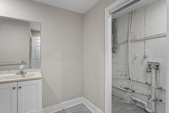 bathroom with vanity and electric panel