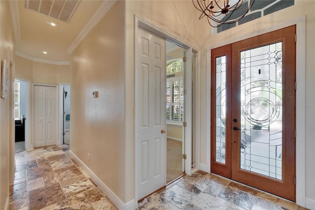 entrance foyer with crown molding