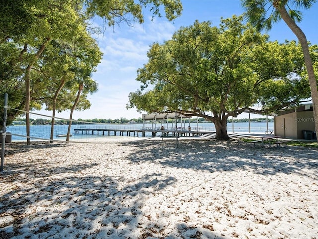 view of property's community with a water view