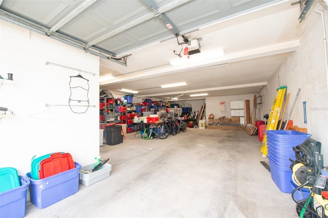 garage with a garage door opener