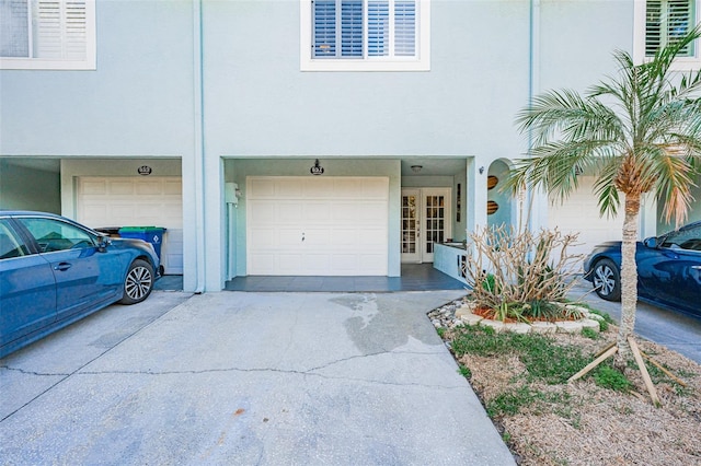 exterior space featuring a garage