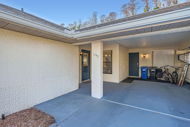 view of patio featuring a carport