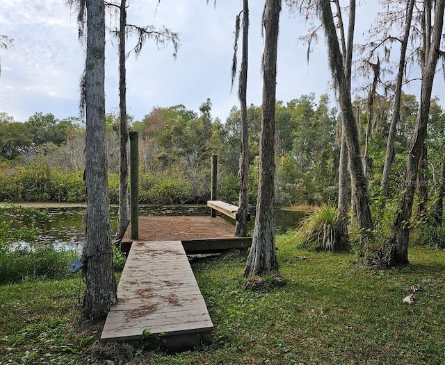 view of dock featuring a water view