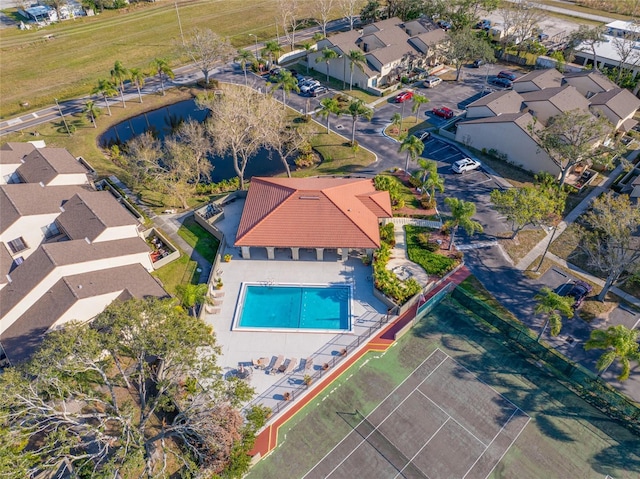 drone / aerial view with a residential view