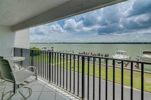 balcony with a water view