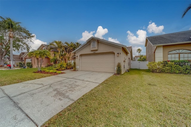 ranch-style home with a front lawn