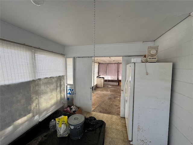 kitchen with white fridge