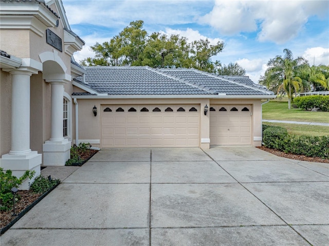 exterior space featuring a garage