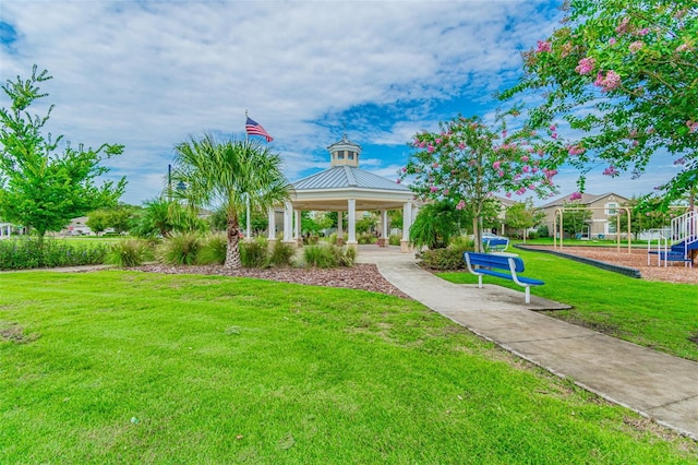 view of property's community featuring a gazebo and a yard