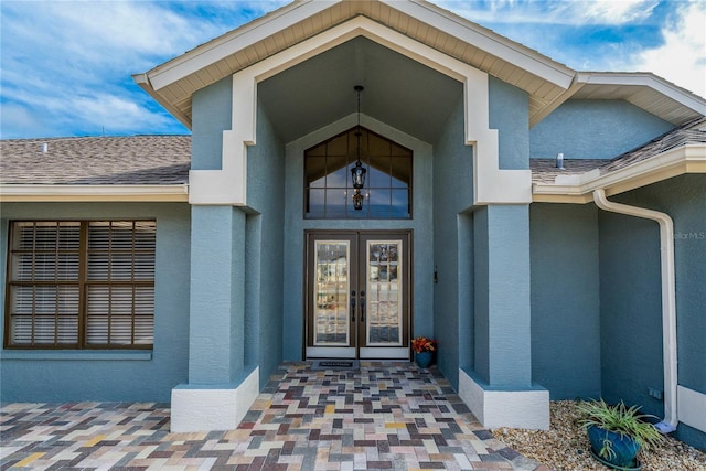 property entrance with french doors