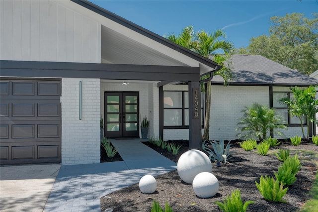 property entrance with french doors