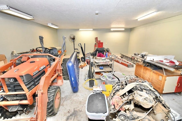 misc room with concrete floors and a textured ceiling