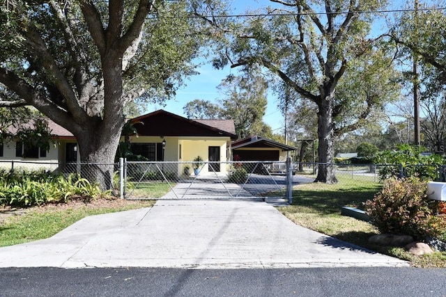 single story home with a garage