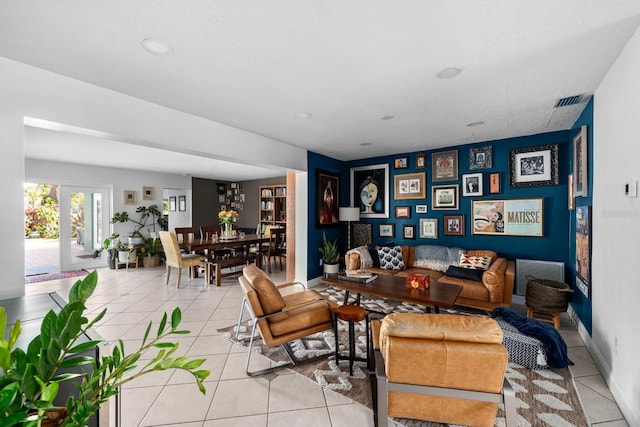 view of tiled living room