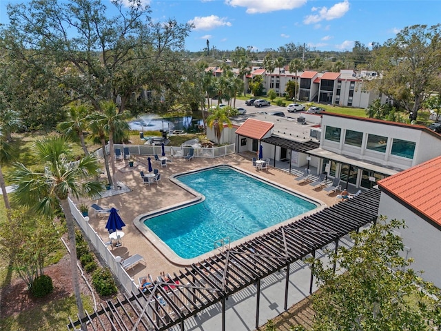 view of pool featuring a patio