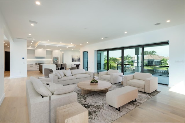 living room featuring light hardwood / wood-style flooring