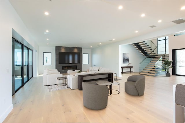 living room featuring light hardwood / wood-style flooring