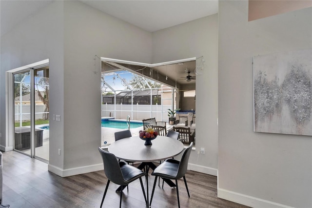 dining room with hardwood / wood-style floors