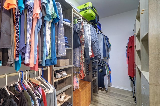 walk in closet featuring light wood-type flooring