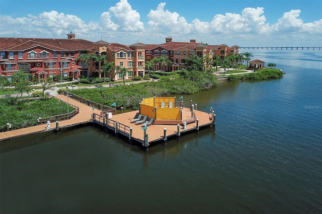 view of dock featuring a water view