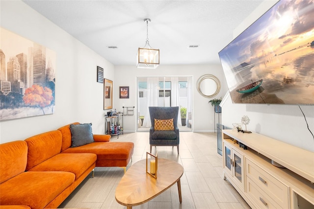 view of tiled living room