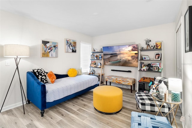 bedroom with hardwood / wood-style flooring